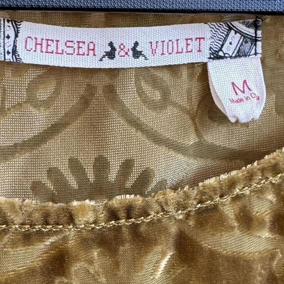 Chelsea and Violet tone on tone Olive velvet flocked fully lined  dress EUC SZ M - Picture 7 of 15